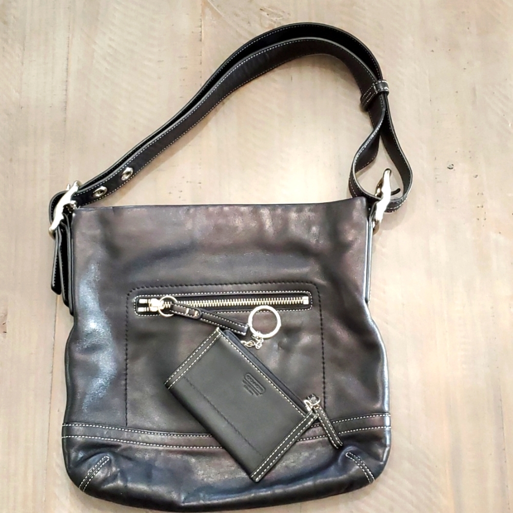 Coach black leather sholder/crossbody bag